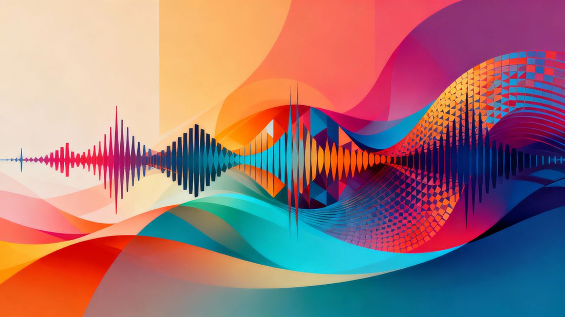 Abstract sound waves forming geometric patterns.