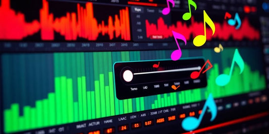 Colorful music notes and tempo slider in FL Studio 20.