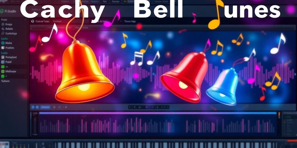 Colorful bell melodies in a digital audio workstation.