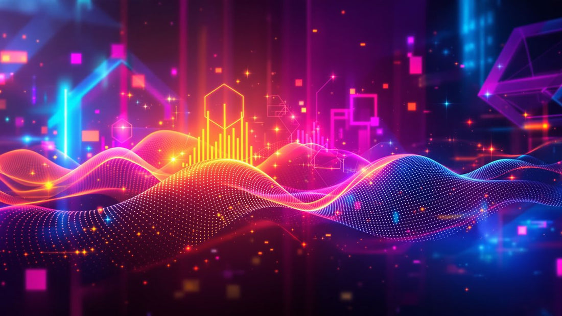 Abstract sound waves and geometric shapes