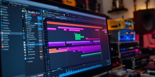 Computer screen with FL Studio 21 and VST plugins.
