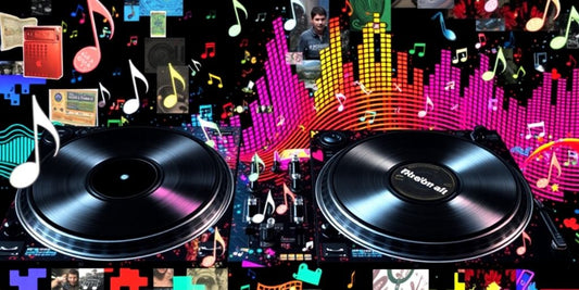 Colorful collage of musical elements for remixing.