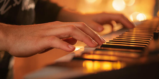 Synthesizer keys, musical notes, arpeggiator