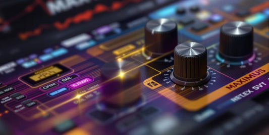 Close-up of FL Studio's Maximus plugin interface.